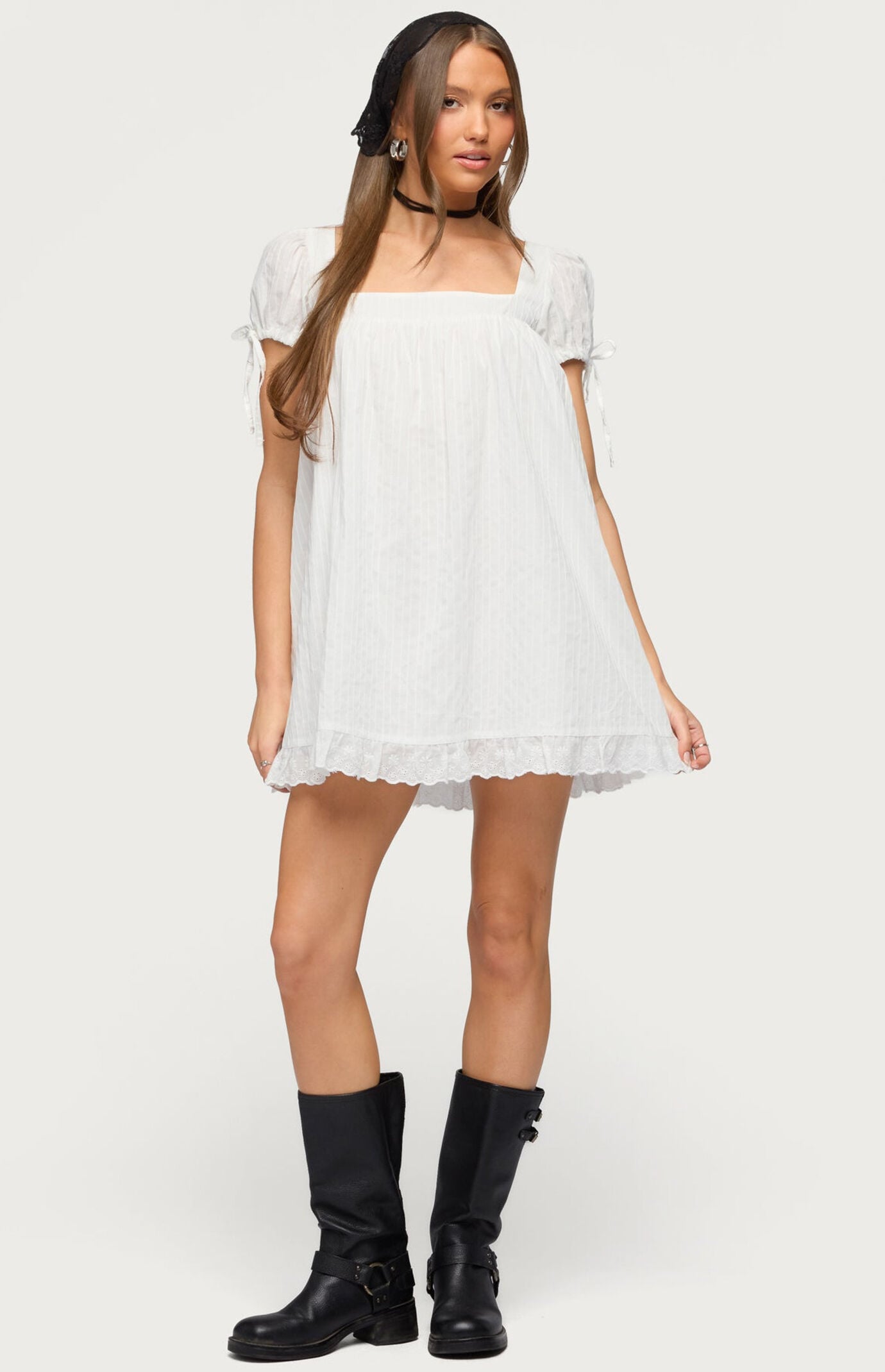 Edikted Sepid Striped Cotton Mini Dress