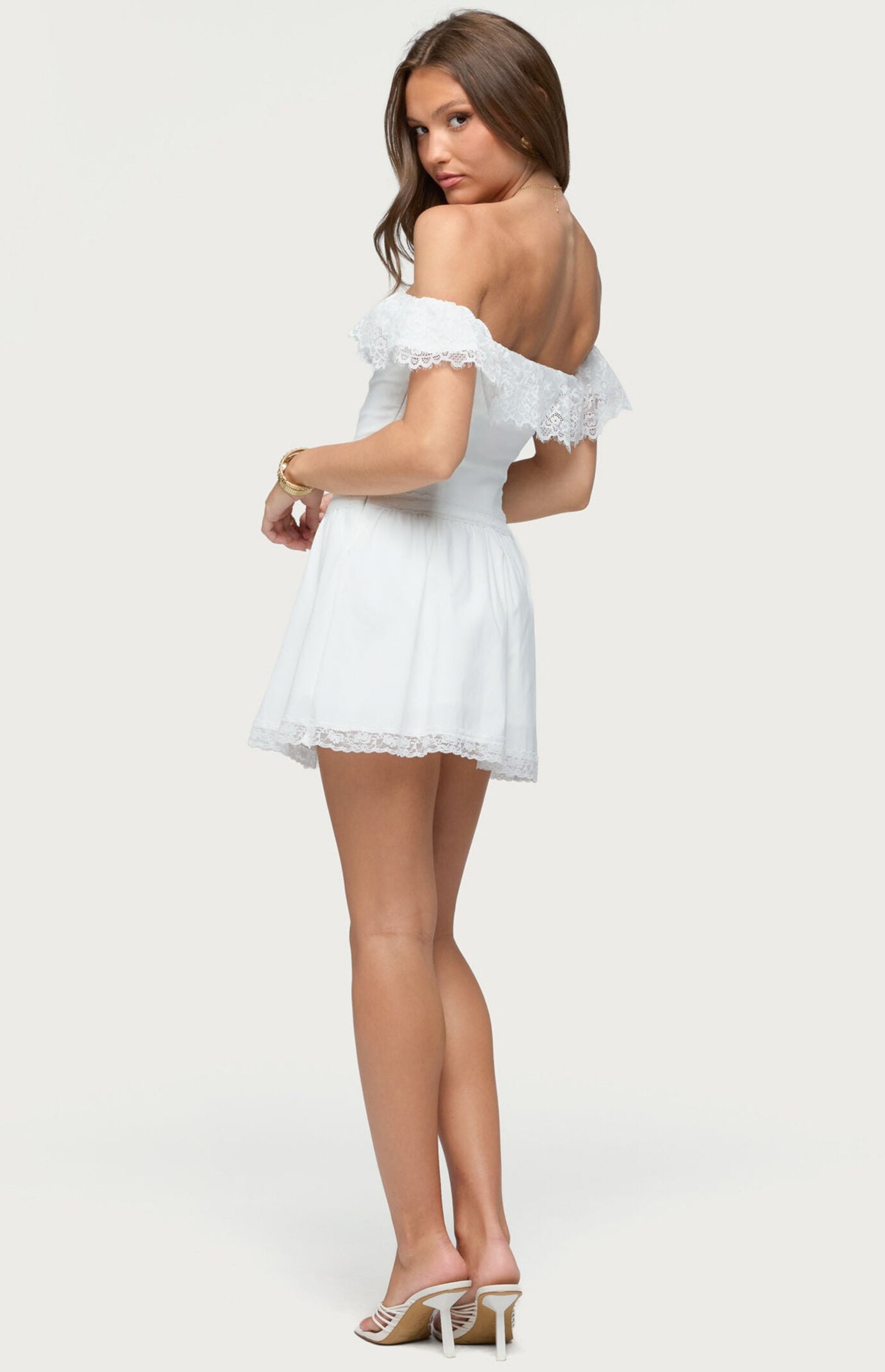 Edikted Darah Lace Off-The-Shoulder Mini Dress