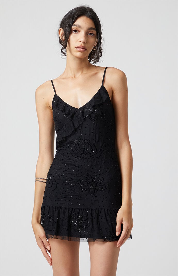 LA Hearts Trim V-Neck Babydoll Dress
