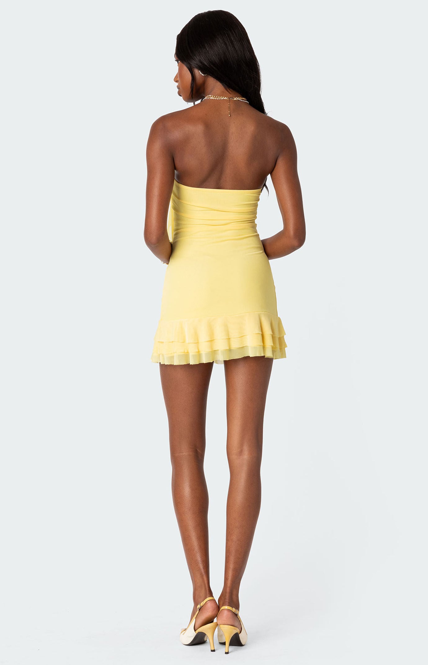 Edikted Thalia Flower Pin Ruffle Mini Dress