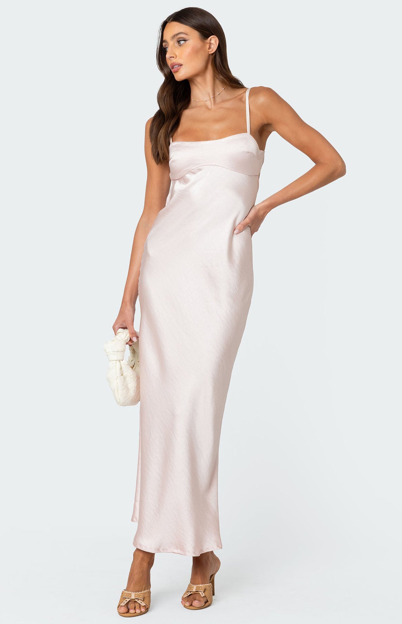 Edikted Vienna Open Back Satin Maxi Dress