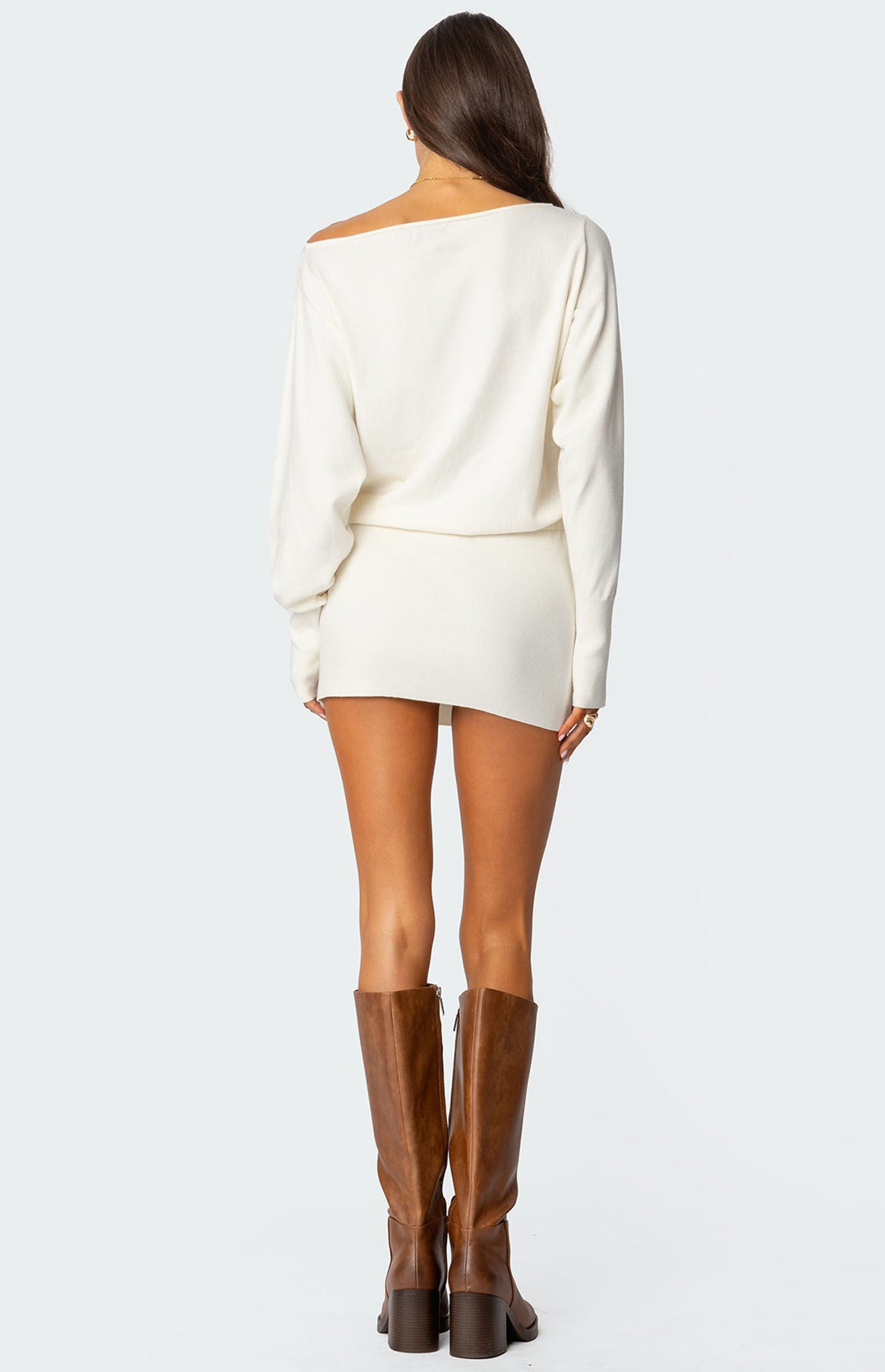 Edikted Eve Off Shoulder Knit Mini Dress