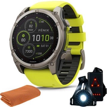 Garmin Fenix 8 51mm Solar Sapphire Titanium with Towel & Safety Light