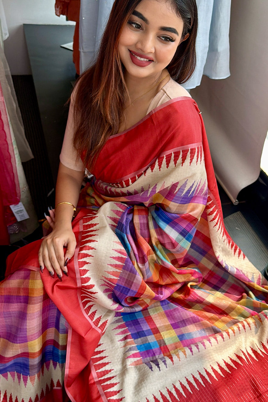Madras check saree