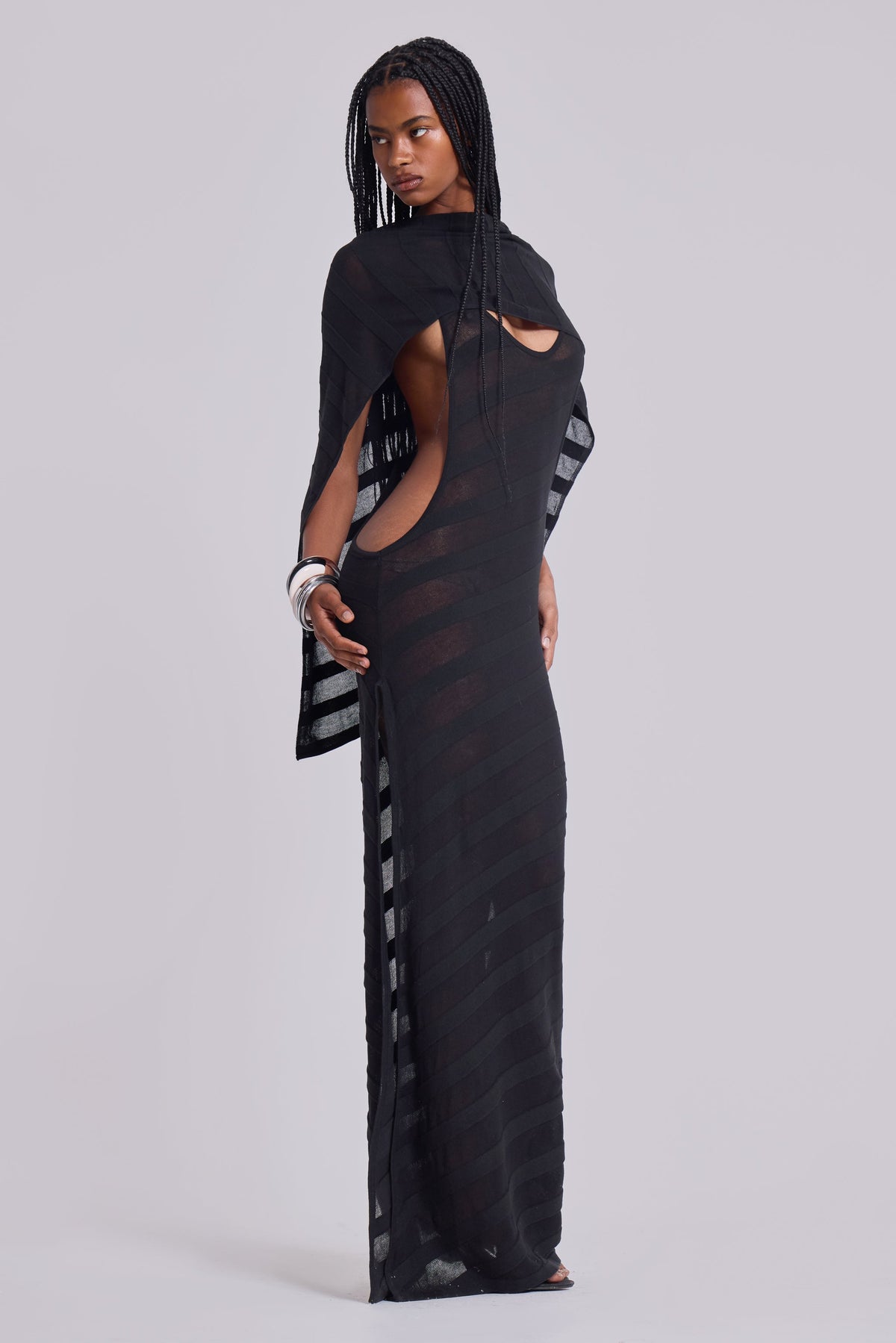 Noir Knit Maxi Dress in Black