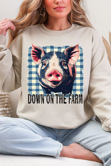 Down By The Farm Pig Heavy Blend Crew Sweatshirt | HH