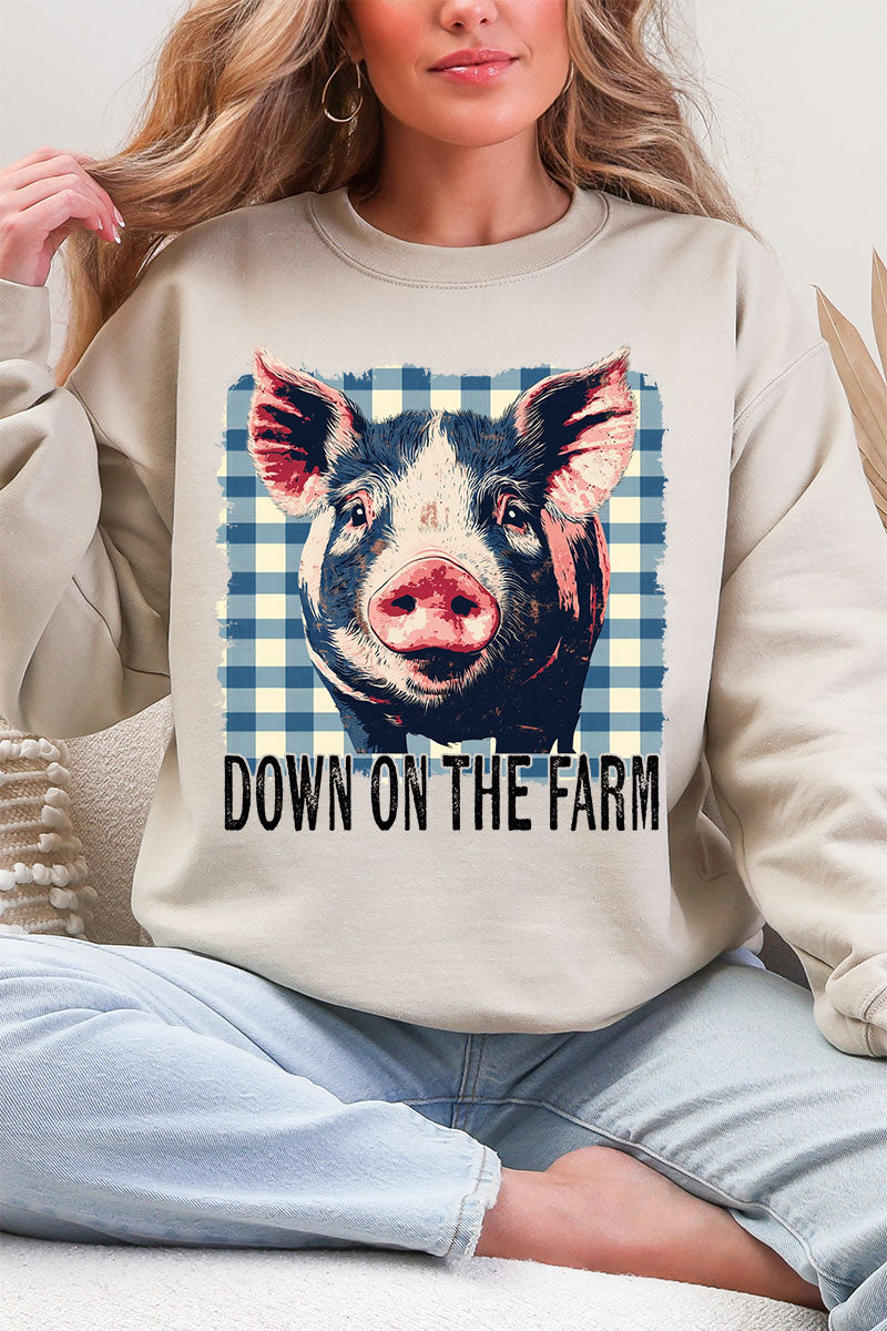 Down By The Farm Pig Heavy Blend Crew Sweatshirt | HH