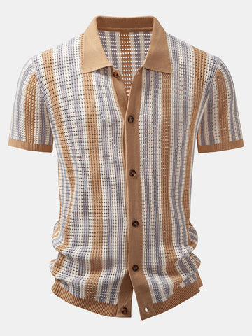 Chemise en crochet à œillets rayés