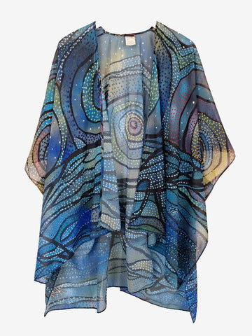 Second-Hand - Assorted Brands Sheer Spiral & Dot Cardigan Size OSFA - SwapUp