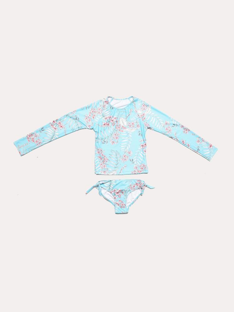 Seafolly Girl's Tahitian Skies Long Sleeve Surf Set - Saint Bernard