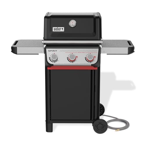 Weber Spirit E-325 Natural Gas Grill for Outdoor Cooking and BBQ, 3 Boost Burners, Black – Porcelain-Enameled Cast-Iron Grates, Sear Zone