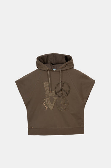Peace & Love green sleeveless sweatshirt