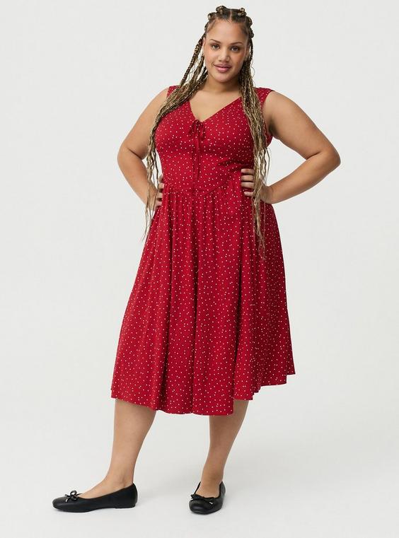 Plus Size - Corset Detail Midi Dress