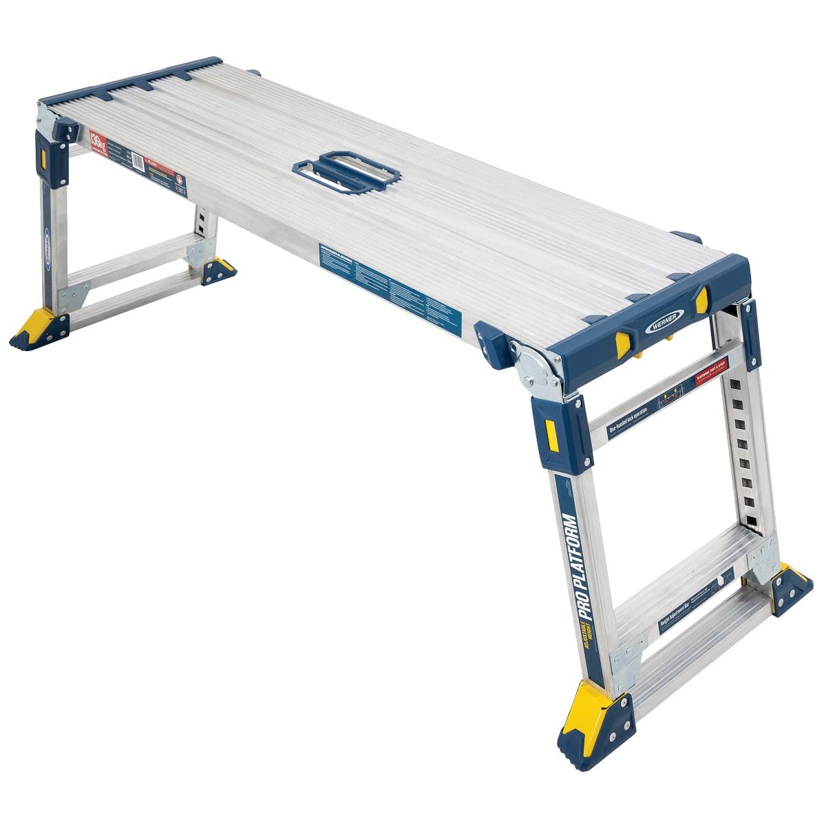 Werner 79023 verstellbare Pro Arbeitsbühne Work & Access silber: Höhenverstellbare Plattform für sichere Arbeit auf variabler Höhe.
