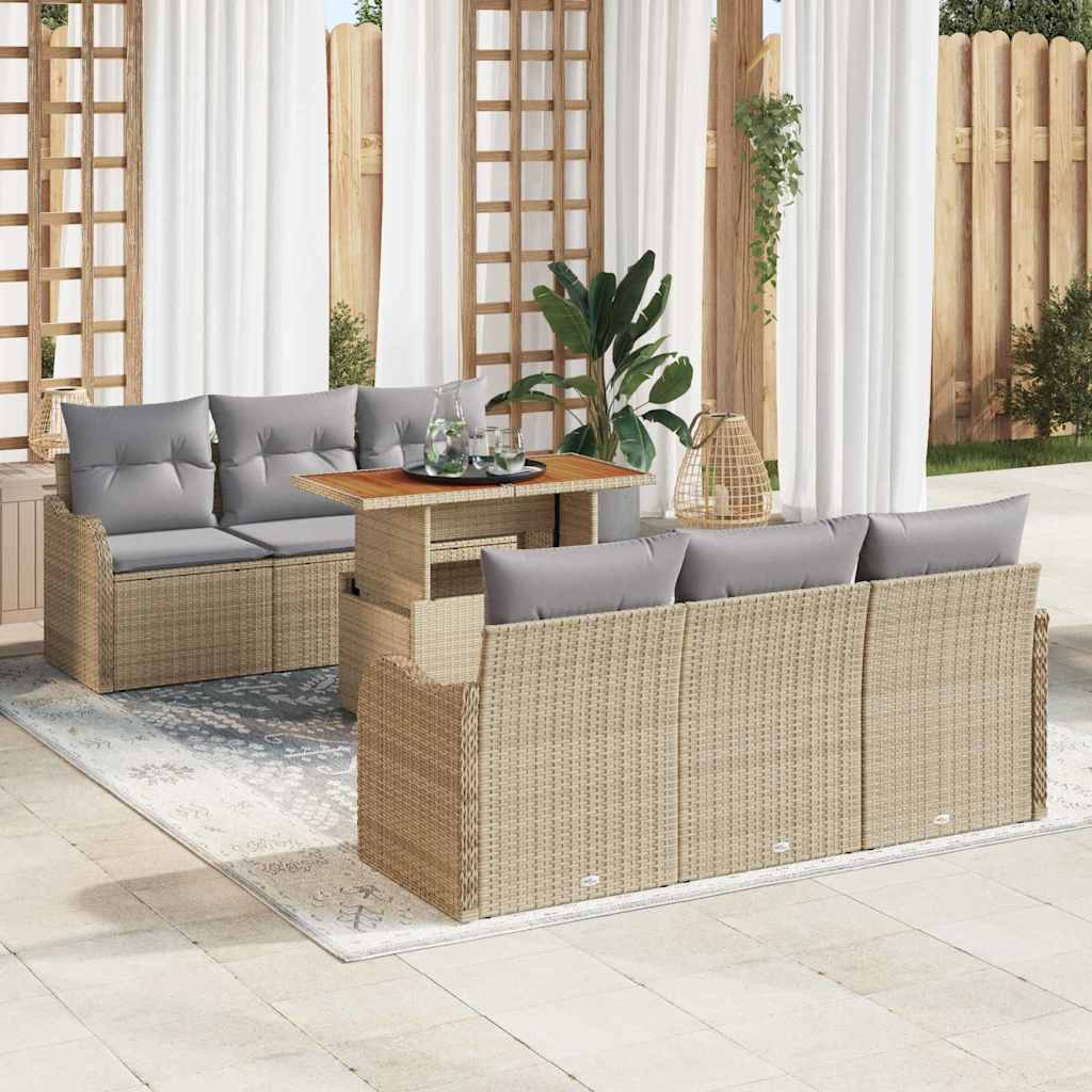 Trädgårdsoffset 7 st Beige och Ljusgrå konstrotting