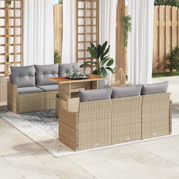 Trädgårdsoffset 7 st Beige och Ljusgrå konstrotting