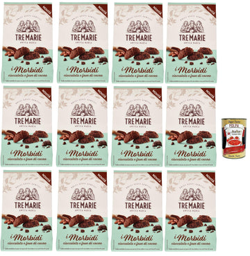Tre marie biscotti, i morbidi cioccolato e fave di cacao, chocolate and cocoa bean biscuits biscuits 12 x 300 g + Italian gourmet polpa 400 g
