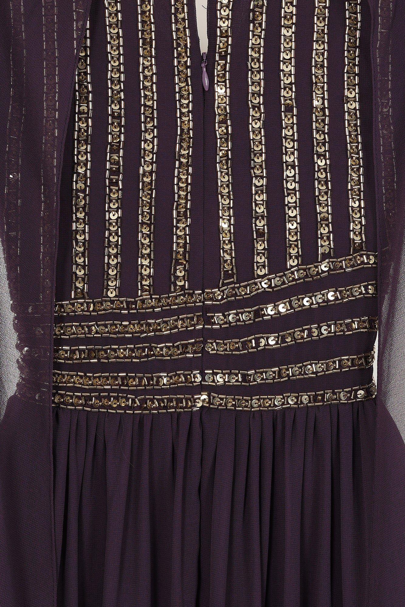 Angelina Deep Plum Sequin Cape Sleeve Maxi Dress