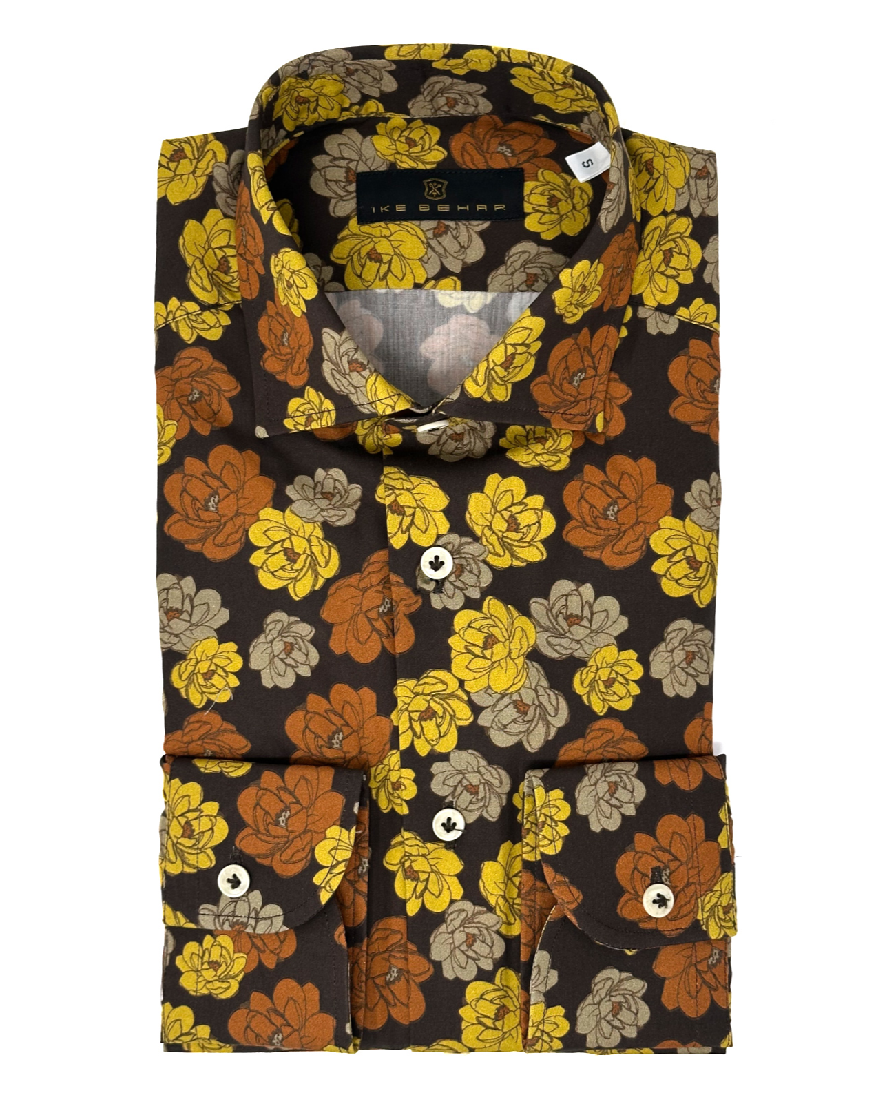 Men's Orange and Yellow Floral Print Sport Shirt. Shop stylish high-quality mens sport shirts by Ike Behar.