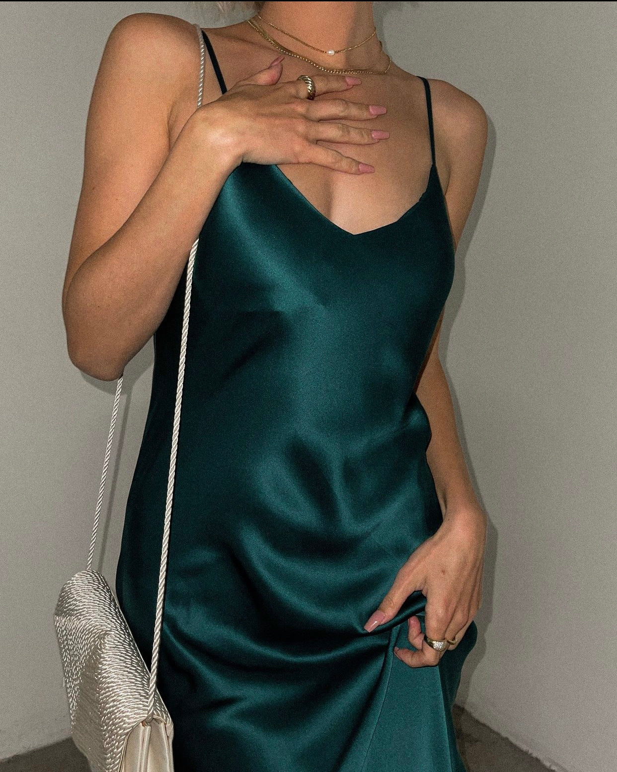 Slip Dress XS / Deep Emerald Green The Sunday Silk Slip Dress (Adjustable Straps and Built In Bra) lunya morgan lane deep-emerald-green