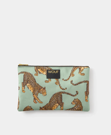 Wouf Emerald Leopard XL Pouch Bag