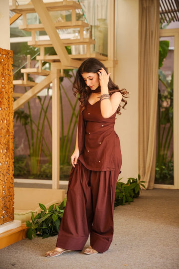 Vayrish Brown Cotton Farshi Salwar Set