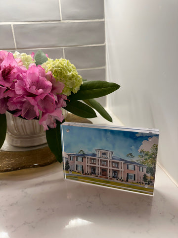 4x6 Chi Omega House Watercolor (Georgia Southern)