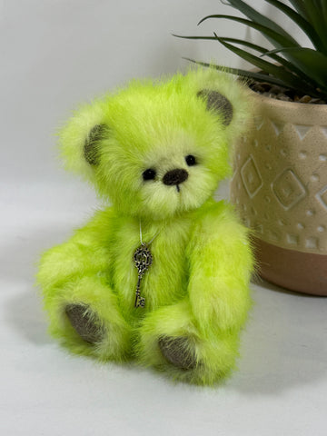 ours de collection vert stabilo 15 cm articulé fait main