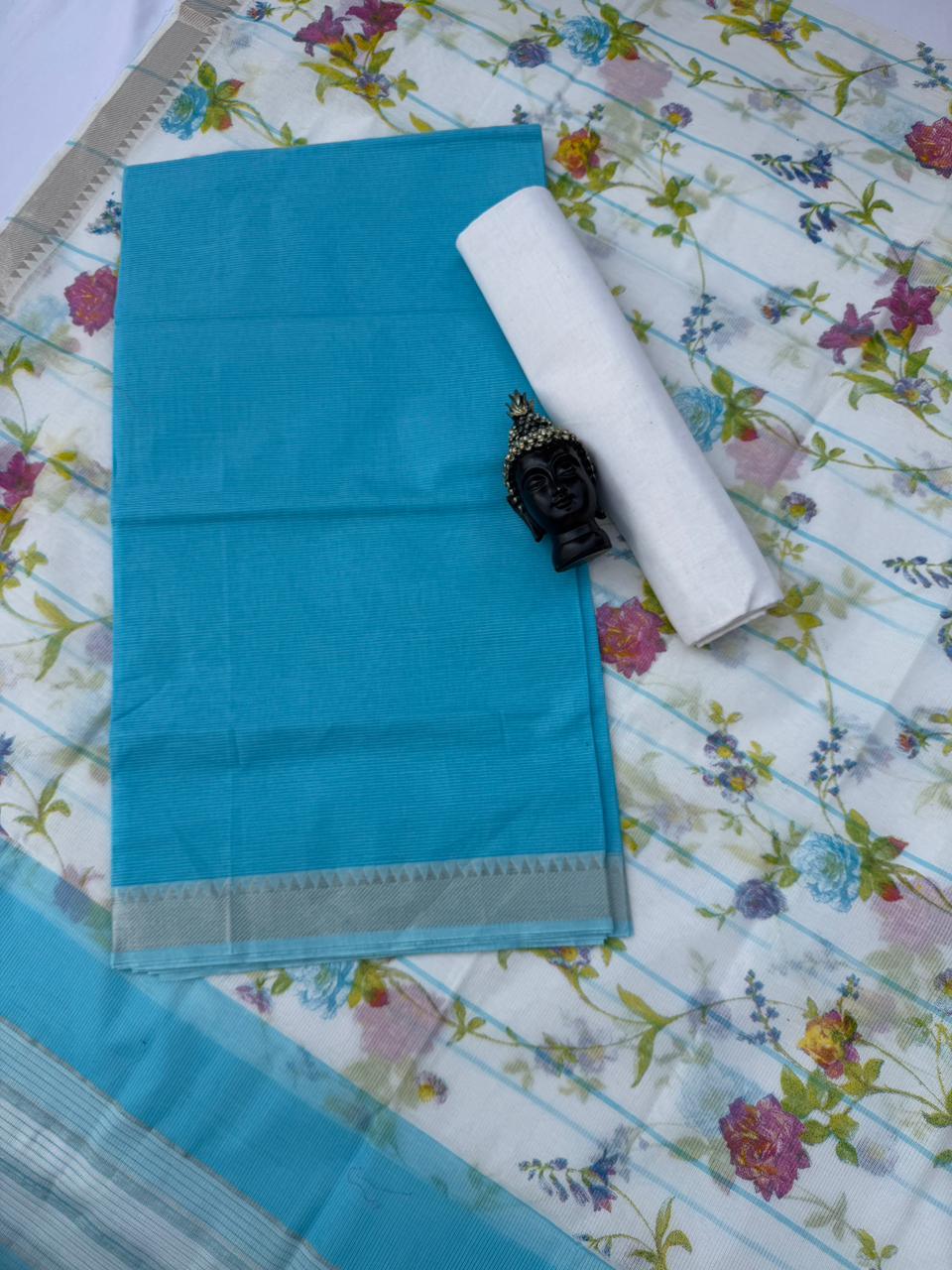 Pure Mangalagiri Cotton Dress Material in Sky Blue Color with Matching Dupatta
