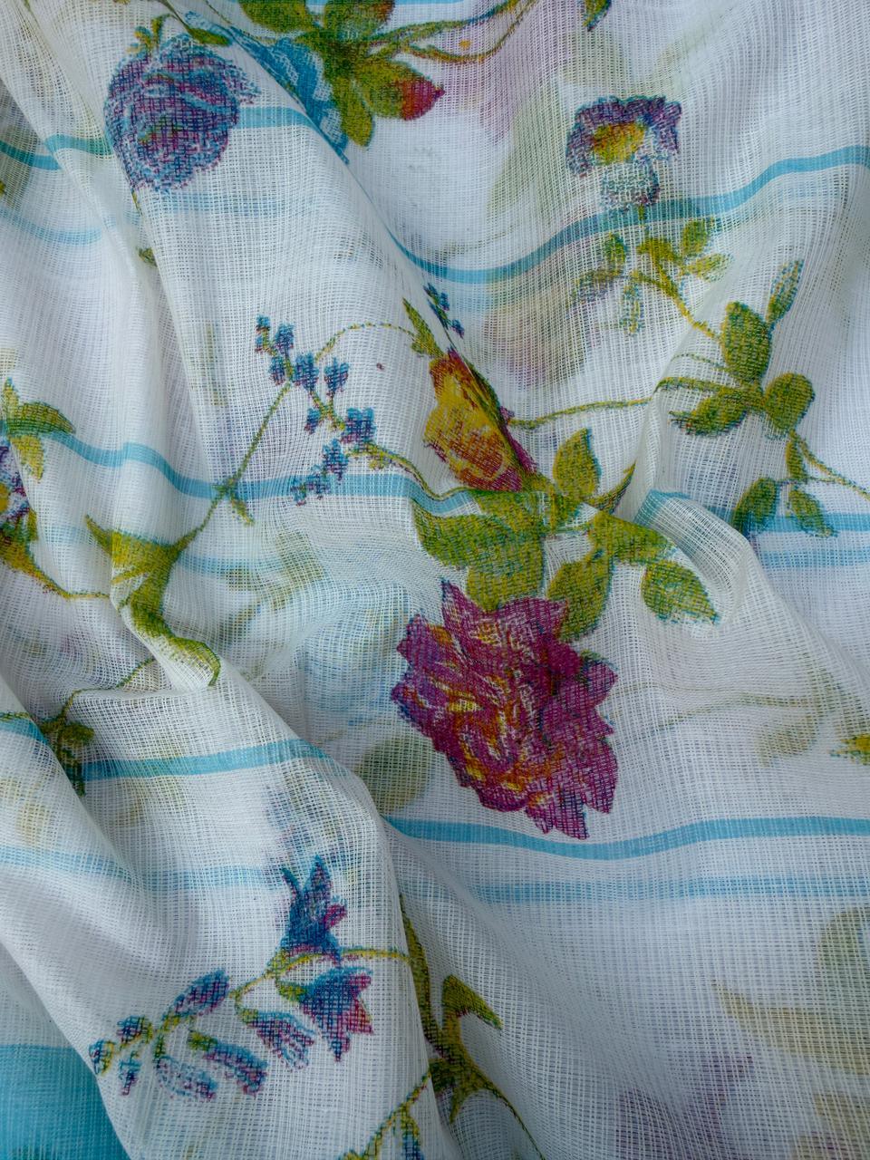 Pure Mangalagiri Cotton Dress Material in Sky Blue Color with Matching Dupatta