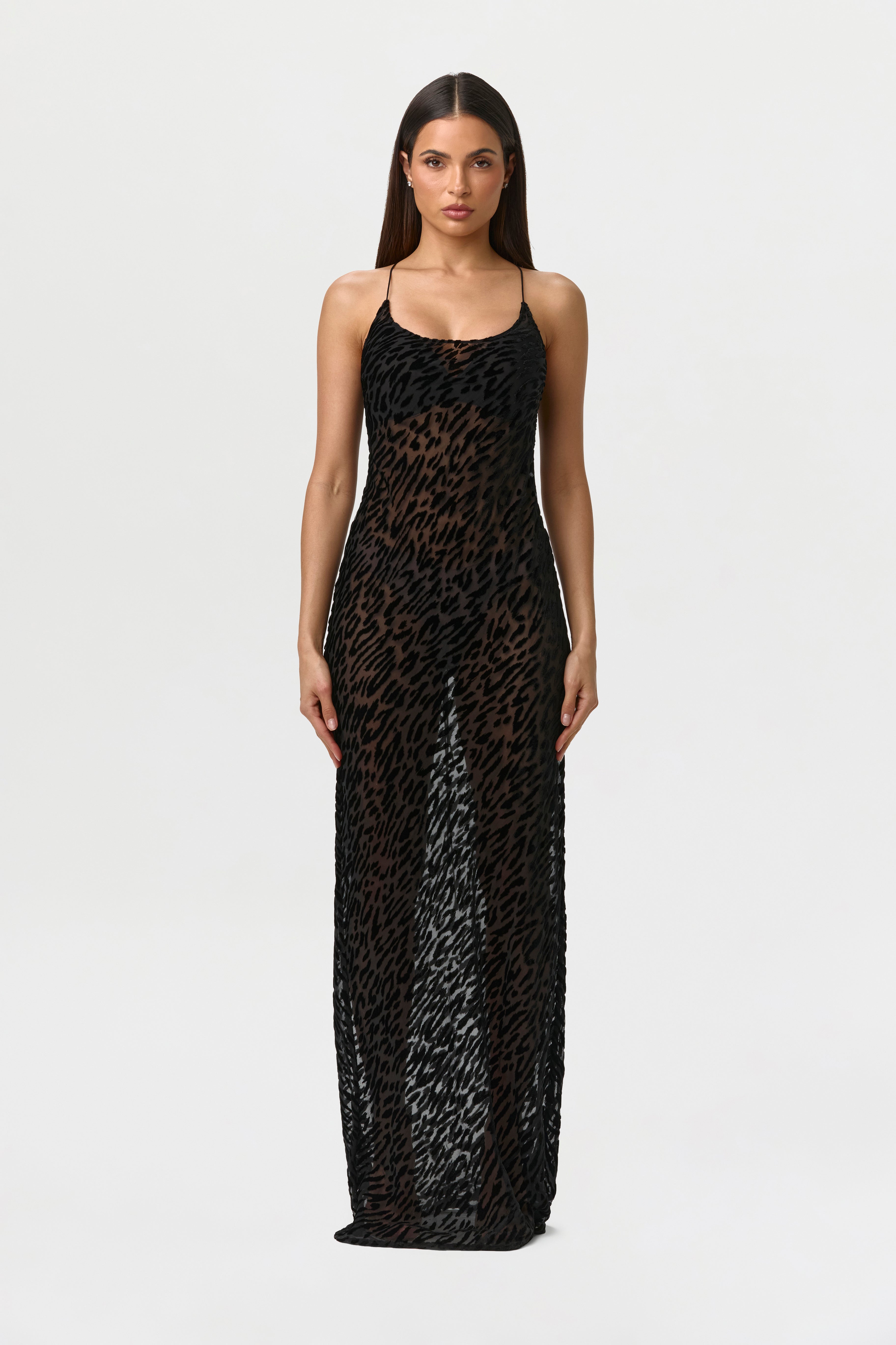 Burnout Lace-UP Maxi Dress