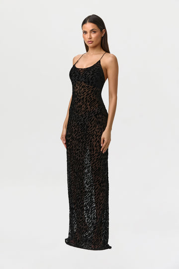 Burnout Lace-UP Maxi Dress