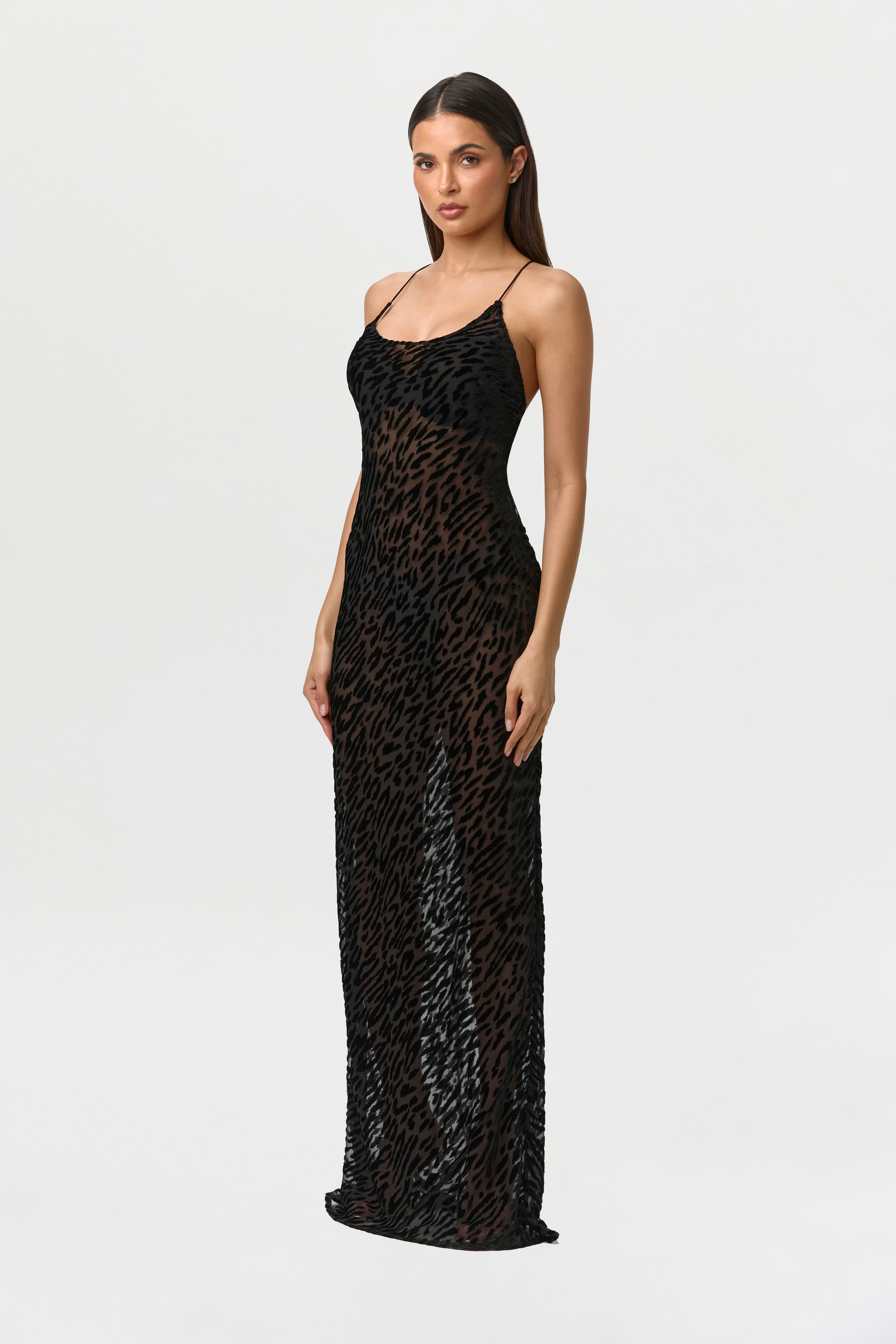 Burnout Lace-UP Maxi Dress