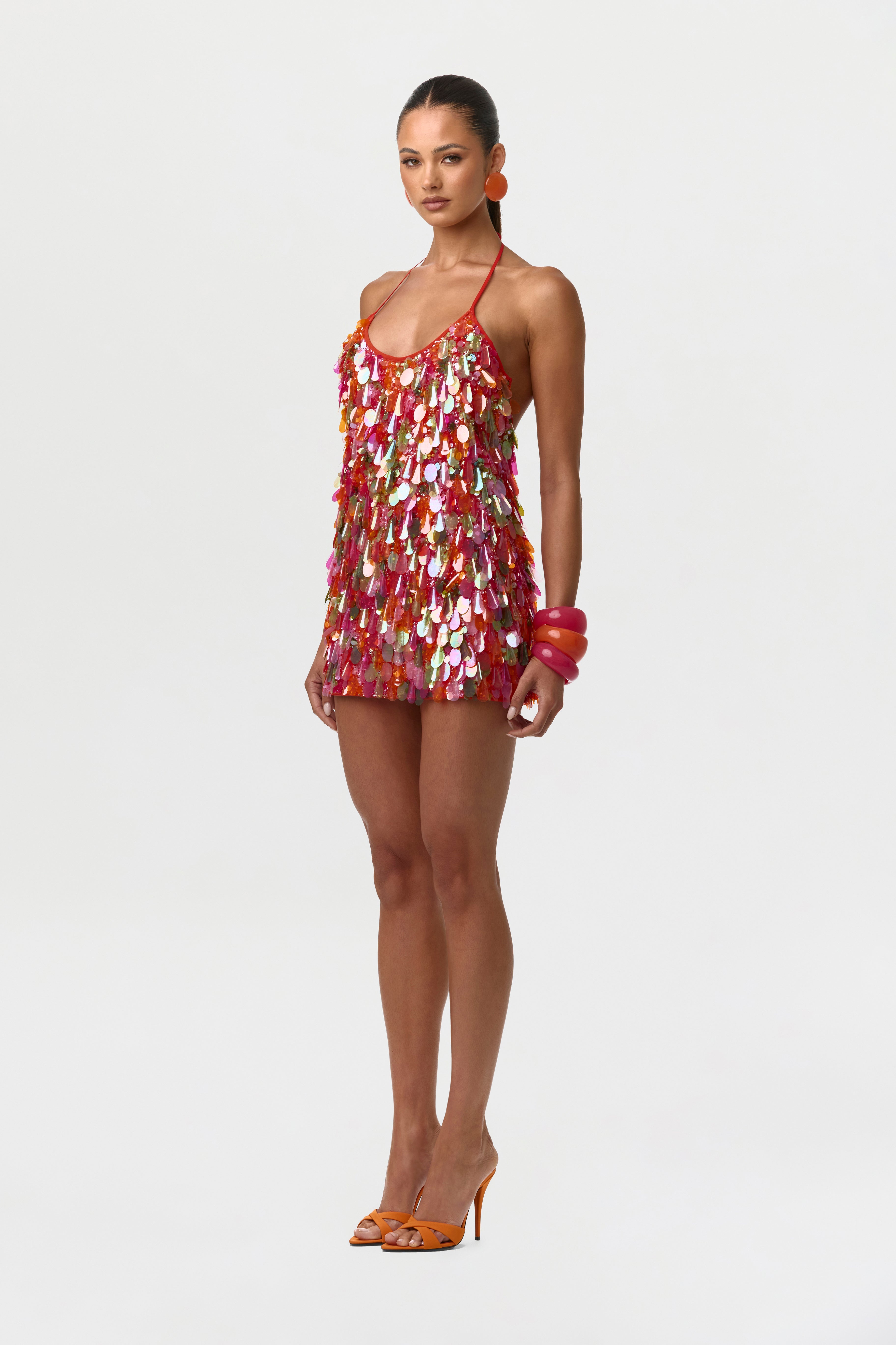 Sequin Halter Mini Dress