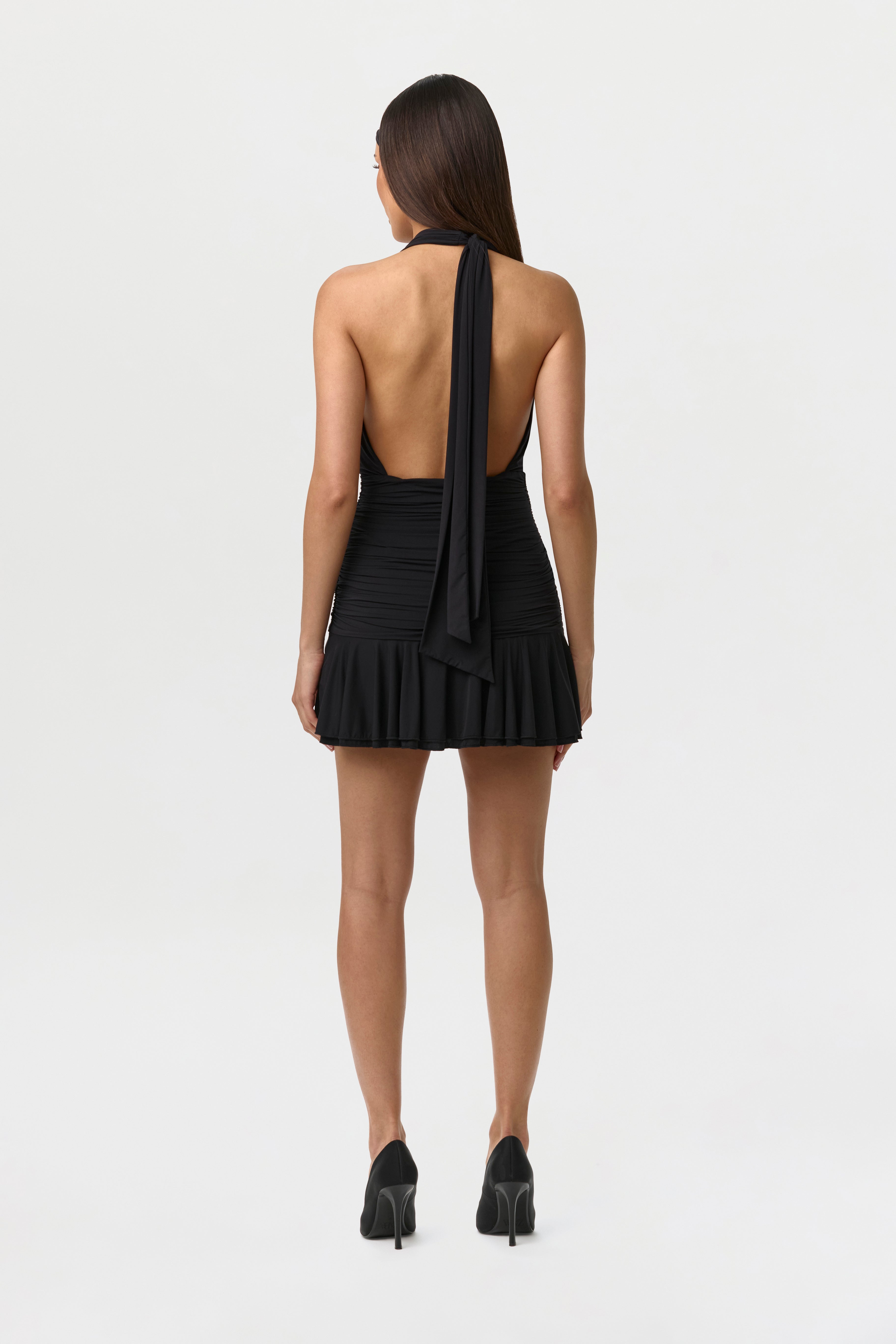 Naked Plunge Halter Mini Dress
