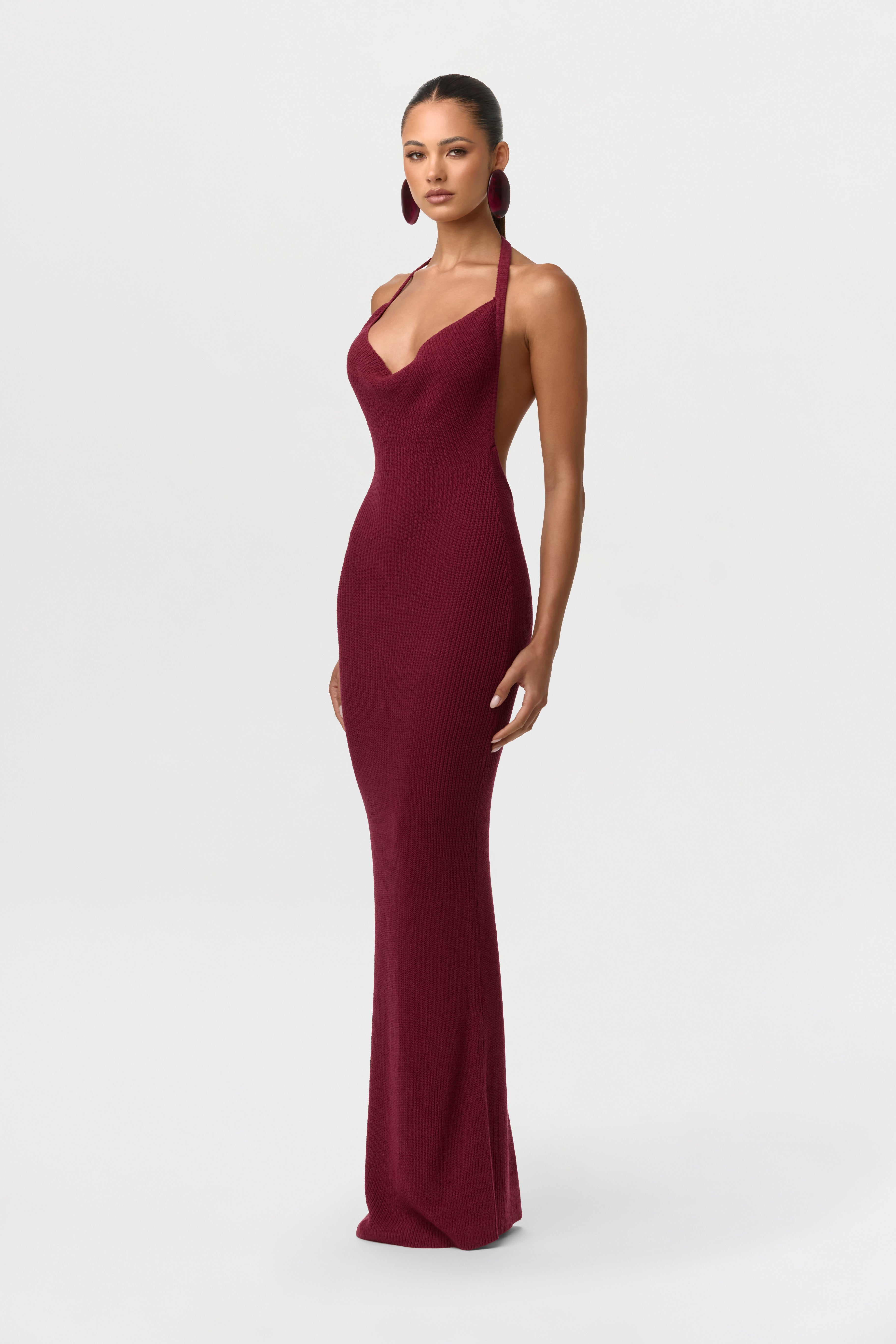 Knit Halter Open Back Dress