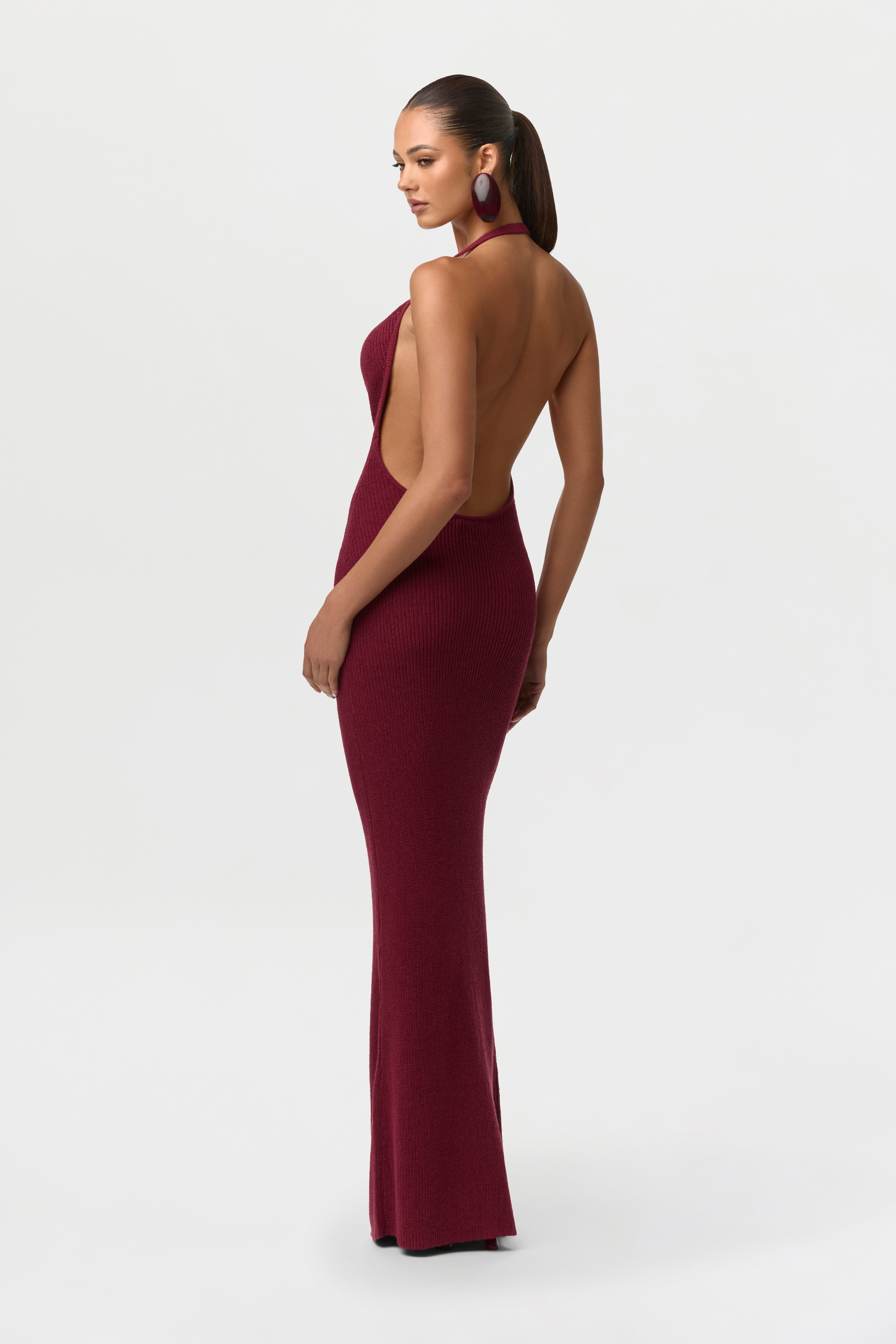 Knit Halter Open Back Dress
