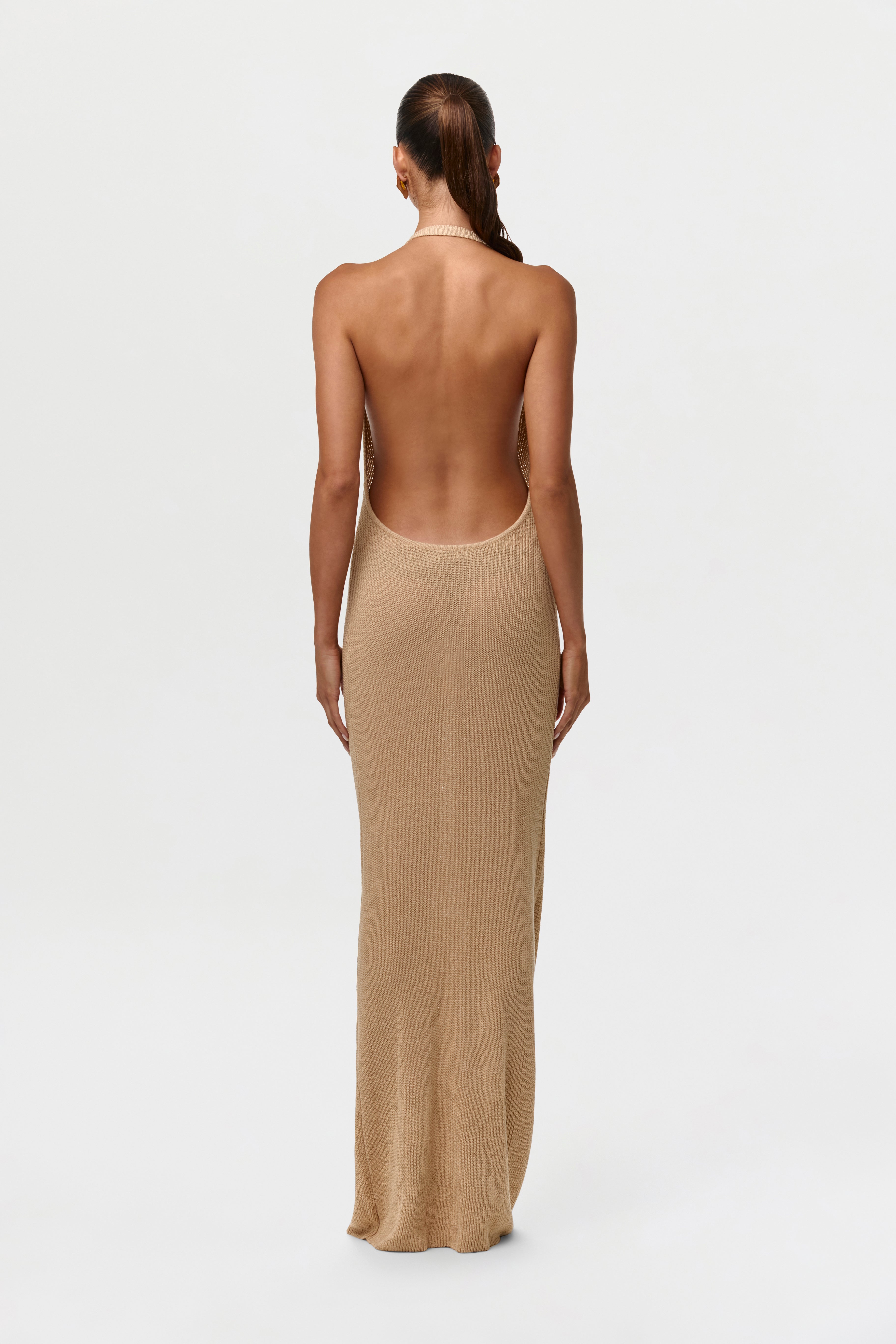 Knit Halter Open Back Dress