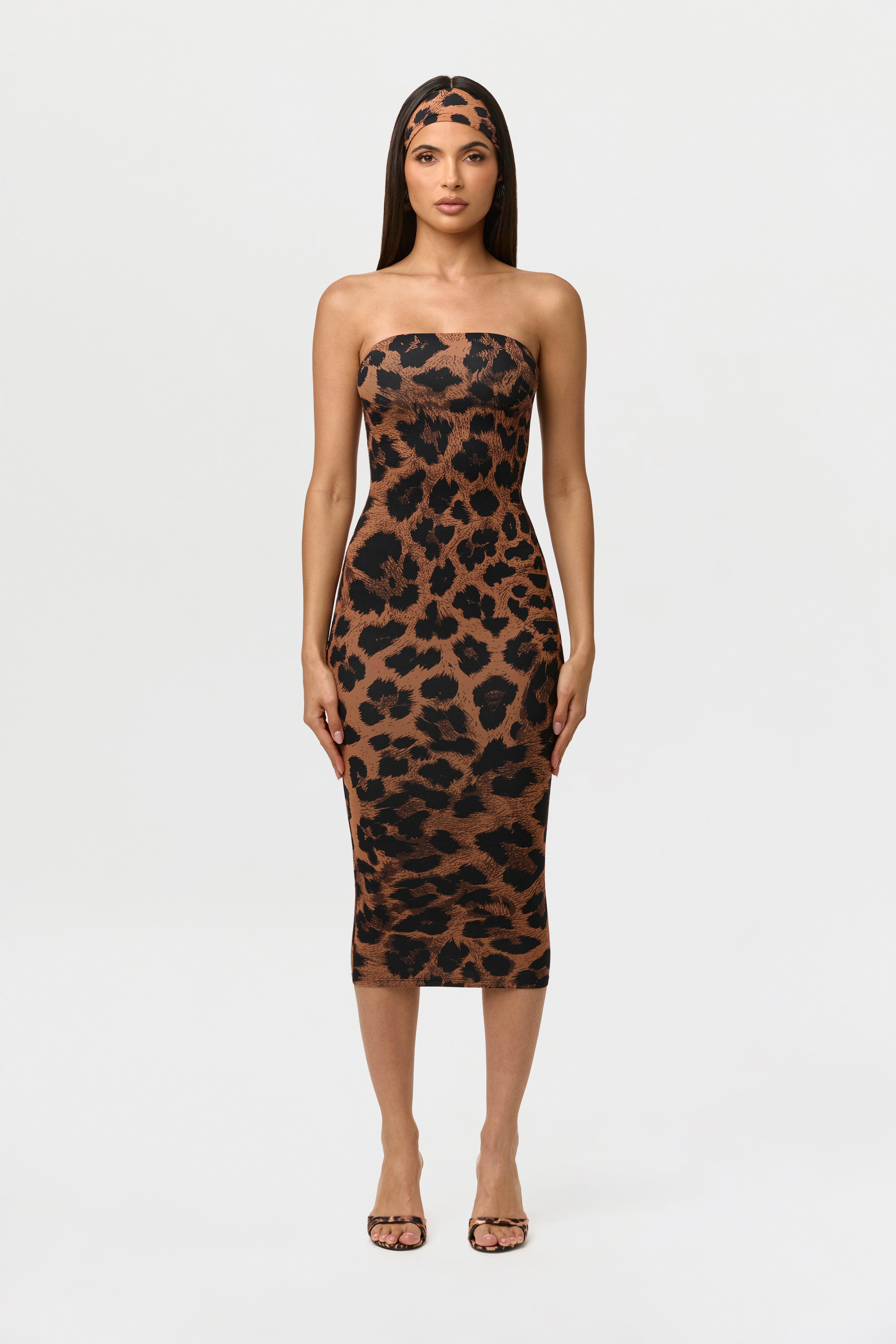Naked Print Tube Midi Dress