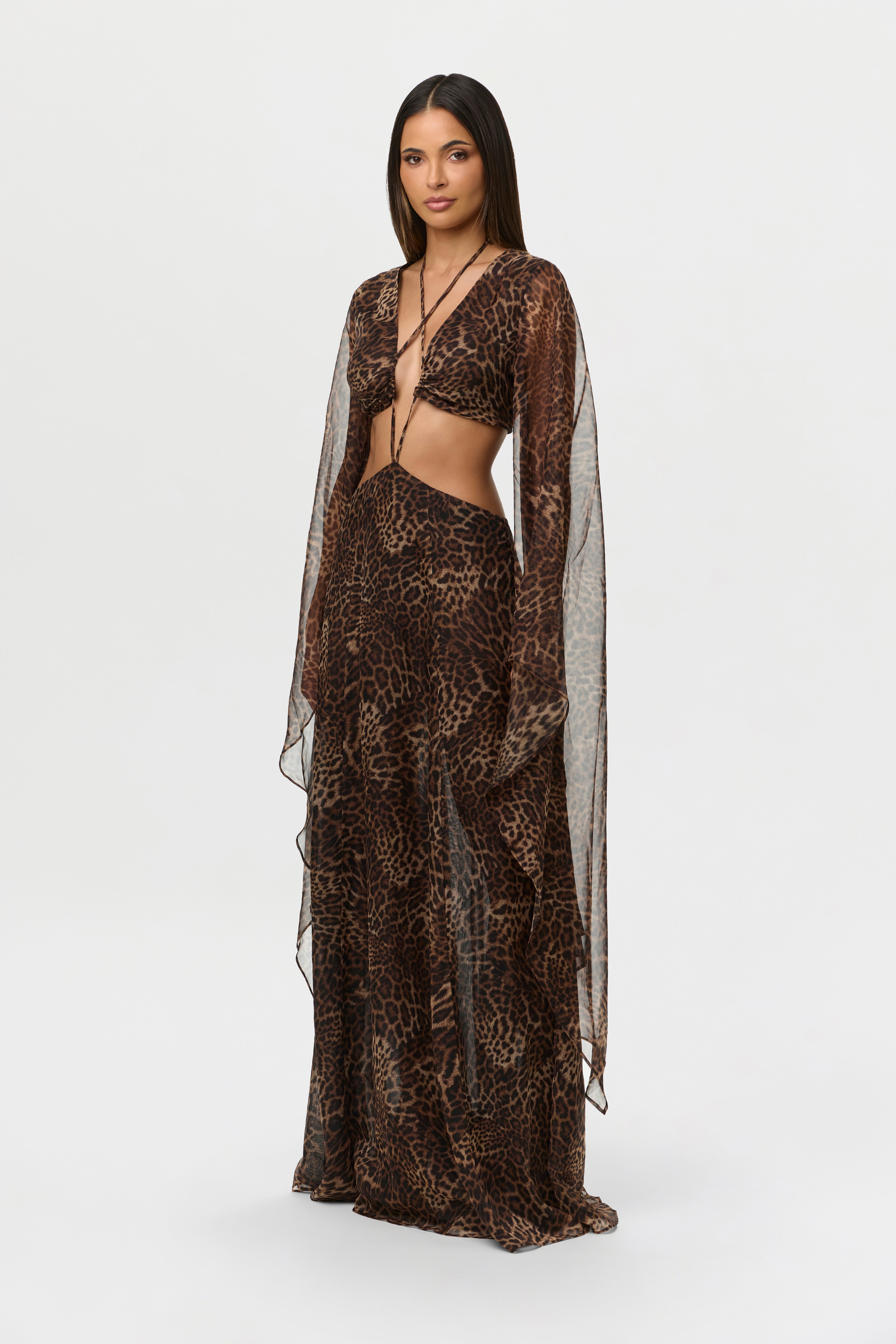 Chiffon Print Cutout Maxi