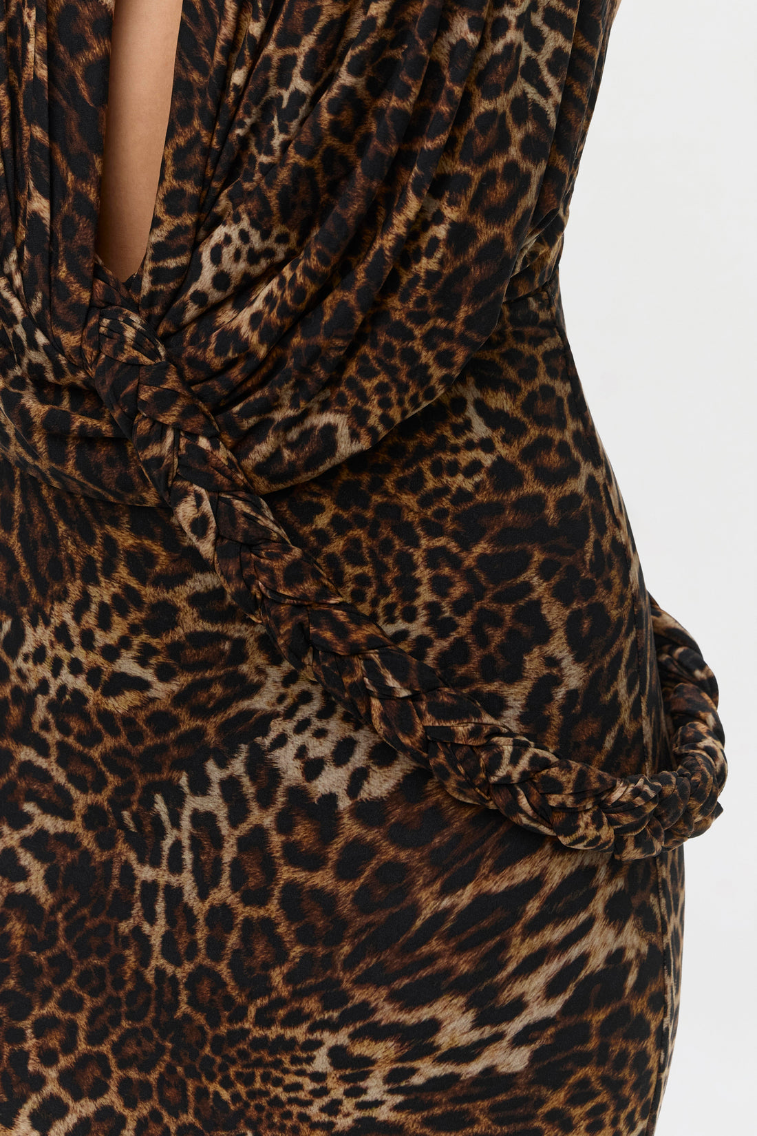 Naked Print Halter Braid Maxi Dress