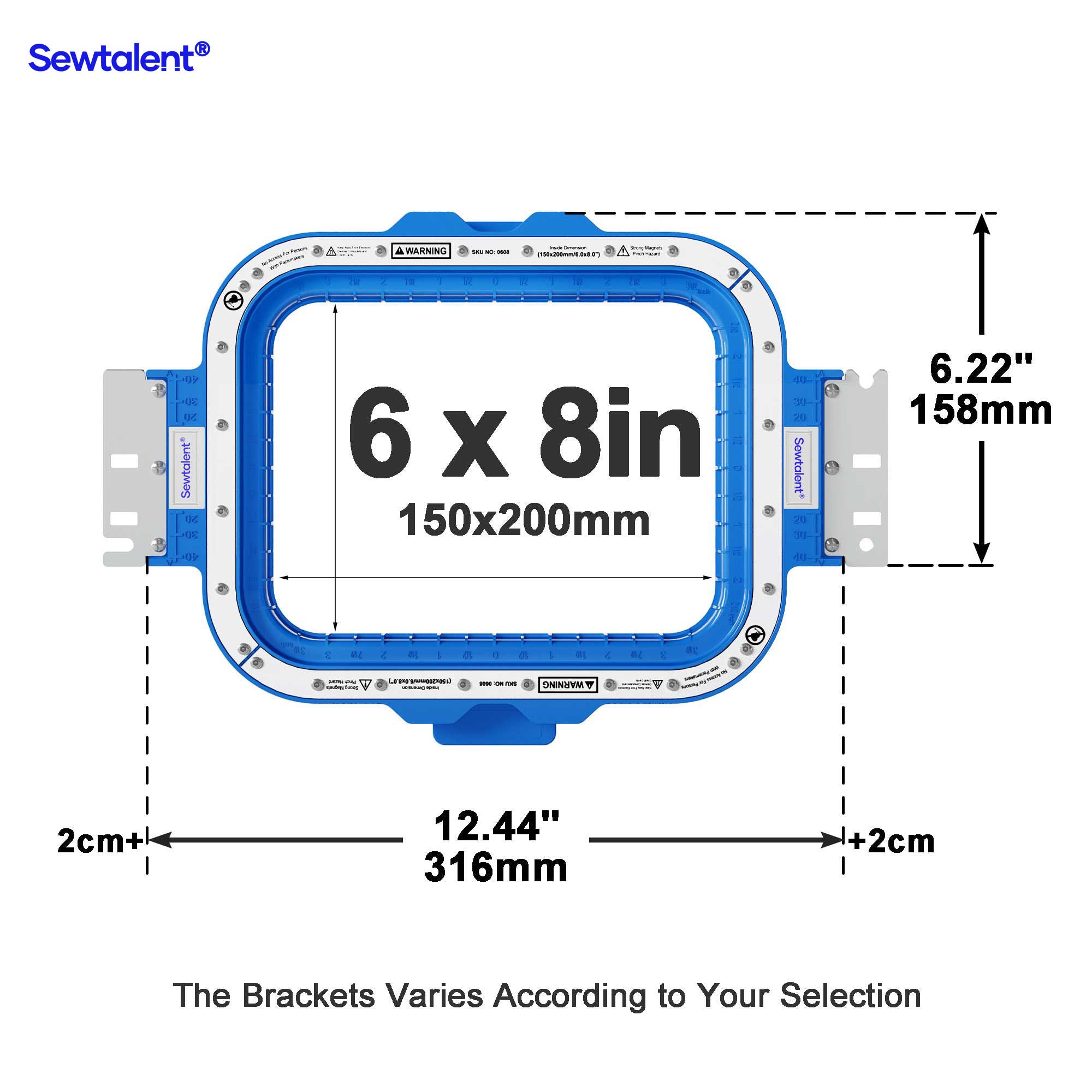Magnetic Hoop 6"x 8" | 150x200mm for Brother Commercial Embroidery Machines