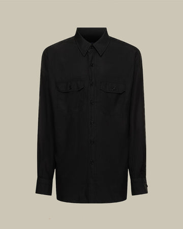 Fluid Light Twill Military Shirt Black
