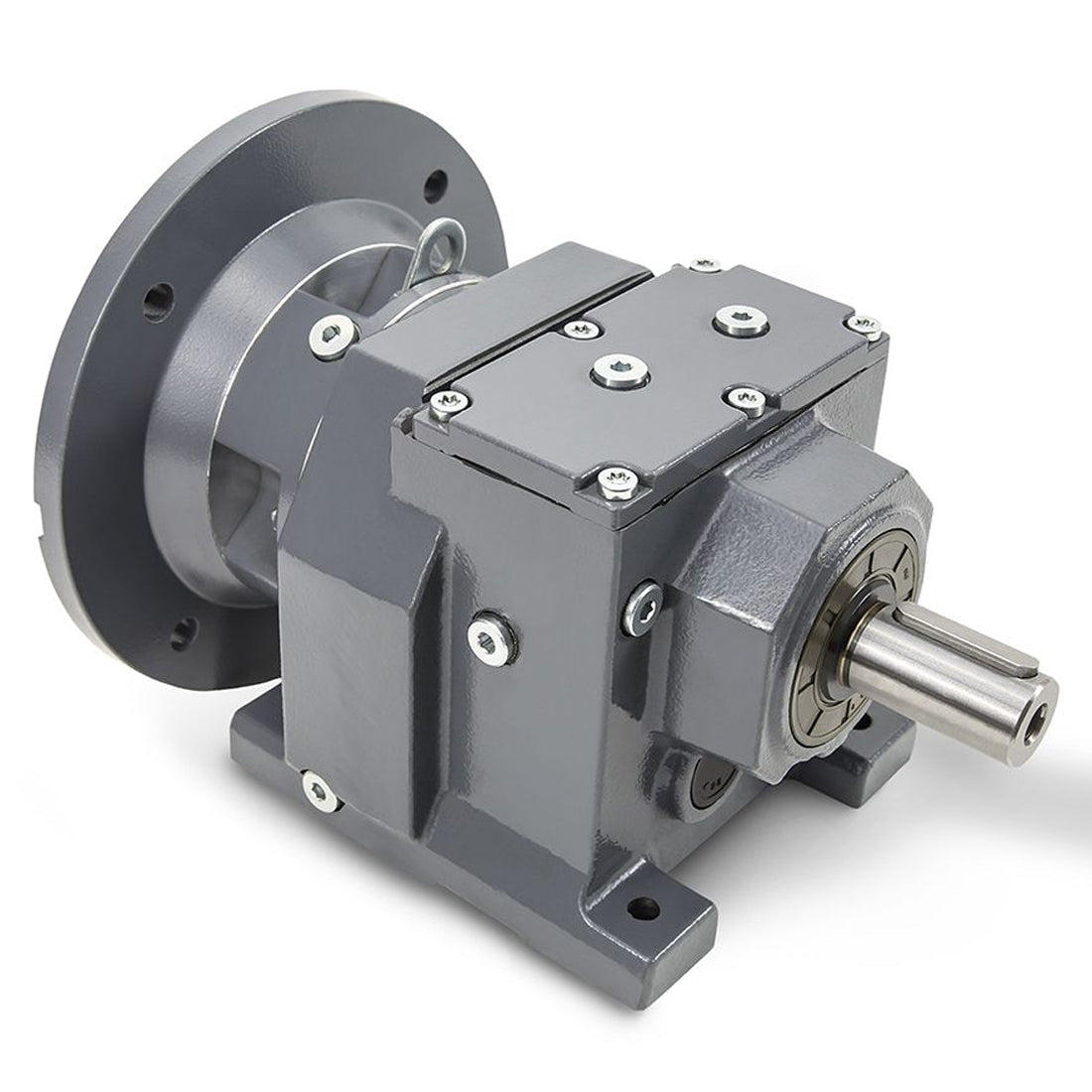Vortex VR-Series inline helical speed reducer with cast iron housing and NEMA C-face input flange