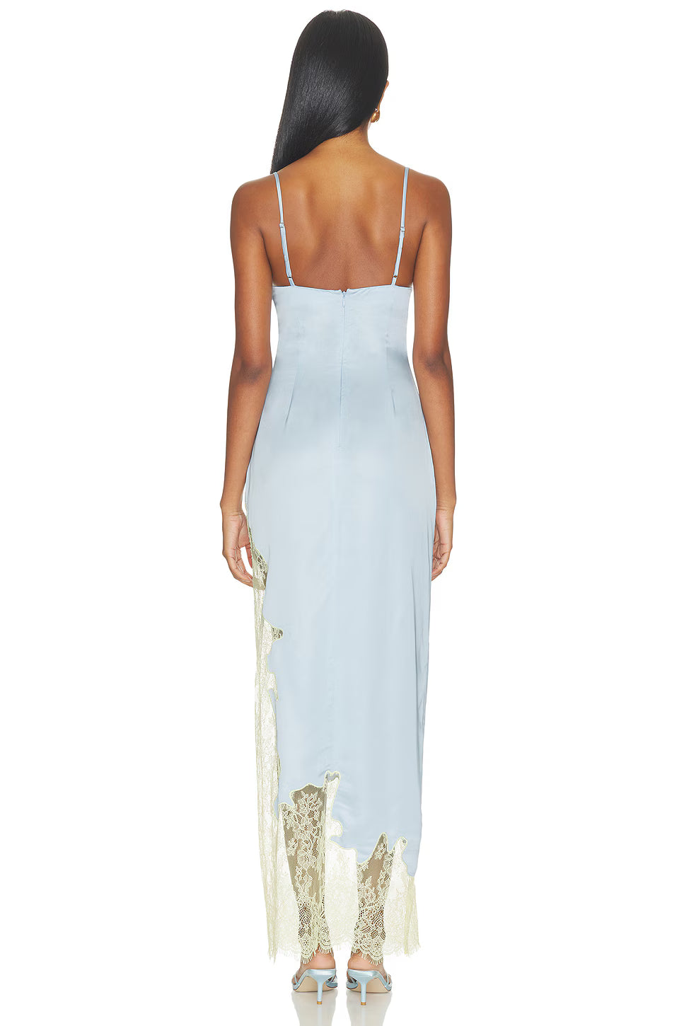 Nbd Shama Maxi In Pale Blue Yellow Dress