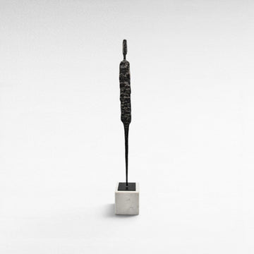 Chora Barefoot Luxury Living black iron and white marble abstract figurine set, modern decor.