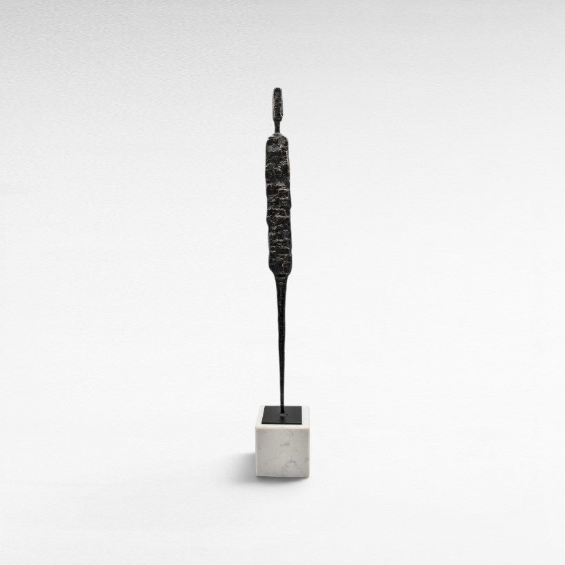 Chora Barefoot Luxury Living black iron and white marble abstract figurine set, modern decor.