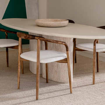 Ely dining chair - rectangular fabric seat - Acacia walnut finish