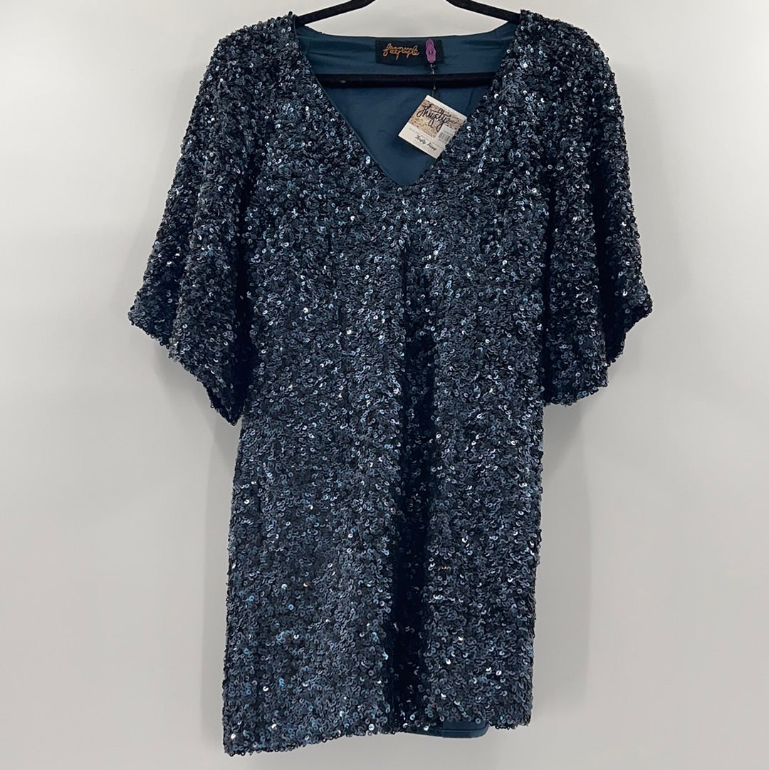 Free People Midnight Blue Sequin Dress (Sz 2)