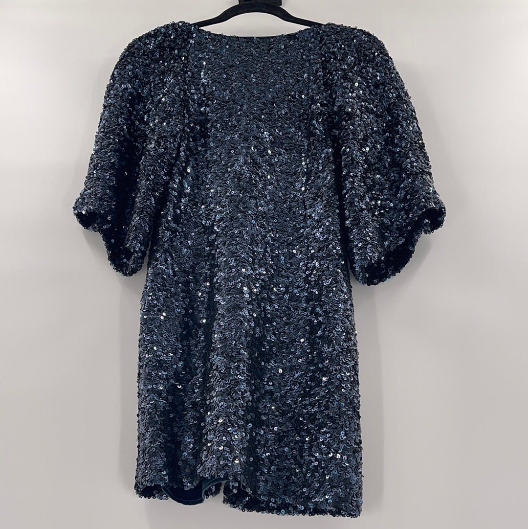 Free People Midnight Blue Sequin Dress (Sz 2)